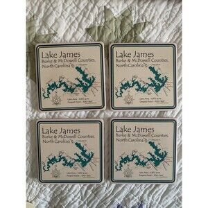 4 Piece Coasterstone Coaster Set Lake James North Carolina In Box